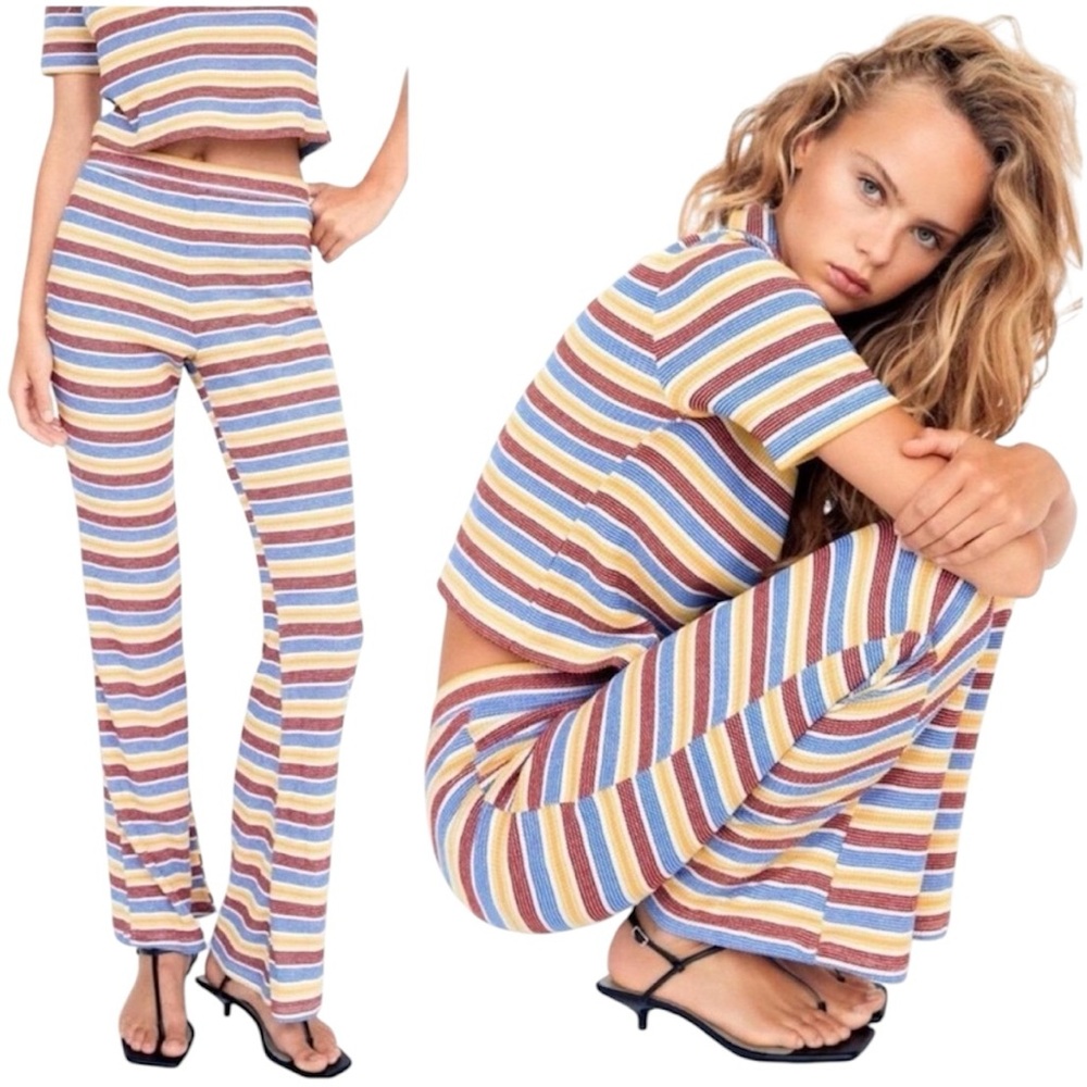Multicolor Striped Knit Pants | Zara